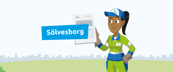 VMAB-arbetare som håller i en faktura