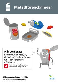 Skylt metallförpackningar större